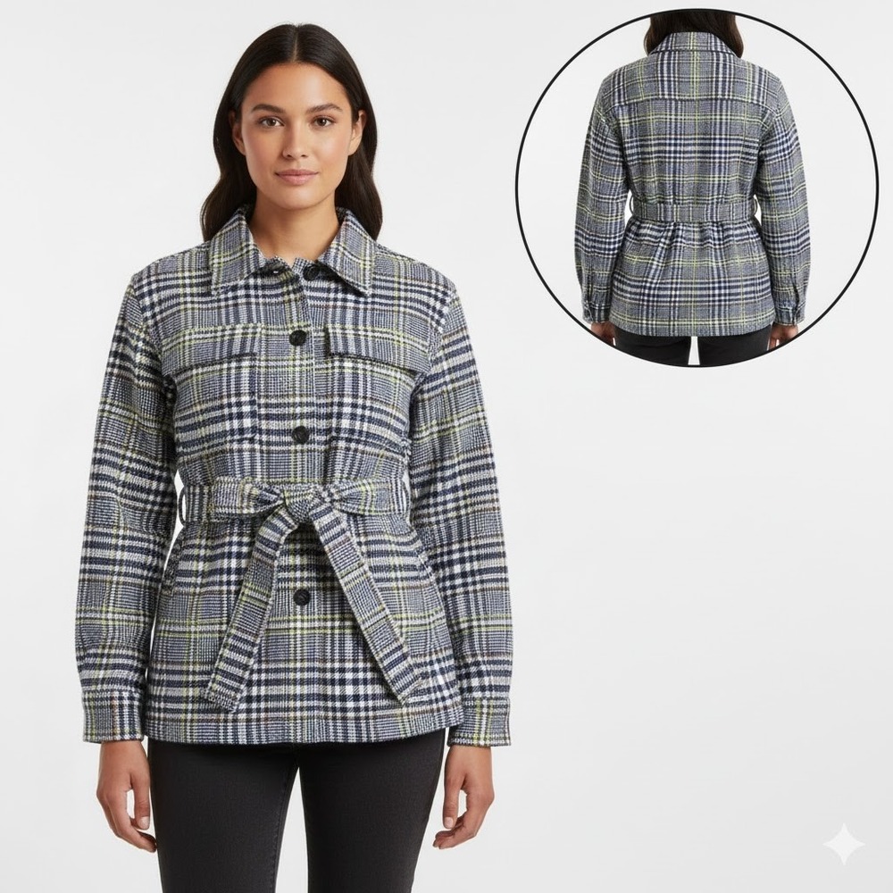 Pendleton Oregon Tweed Belted Jacket XS Plaid Virgin‎ Wool Coat NWT